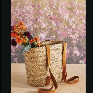 Elegant Woven Tote with Leather Straps